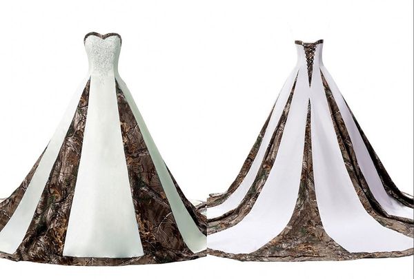 Elegantes Camo-Hochzeitskleid, günstig, Übergröße, Schatz, 2022, A-Linie, Korsett-Rücken, Perlenapplikationen, große Schleppe, Brautkleider für die Hochzeit