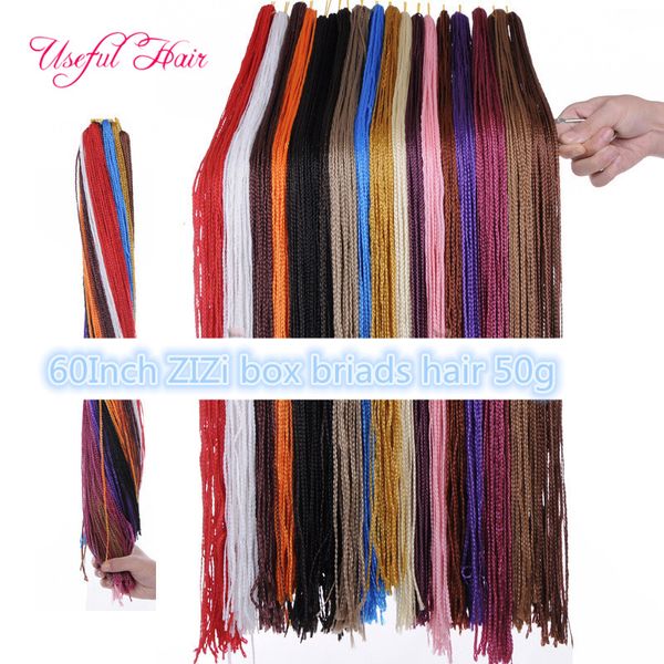 

stretched length 60inch zizi crochet braid hair extensions 3x box braids synthetic braiding micro boxes braided marley twisted, Black