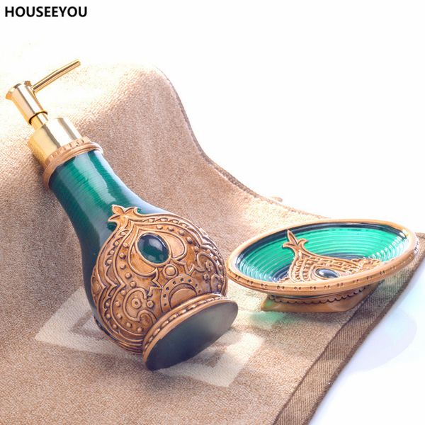 

новый дизайн марокко украшения смолы аксессуары для ванной комнаты набор мыла лосьон диспенсер мыло блюдо box высокое качество 2 шт. / компл