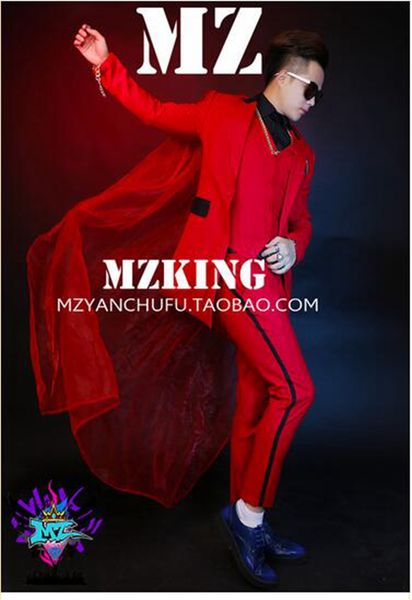 

male singer fashionable nightclub in europe and the runway looks gongsha cloak in a long suit suit costumes. s - 6 xl, Black;red