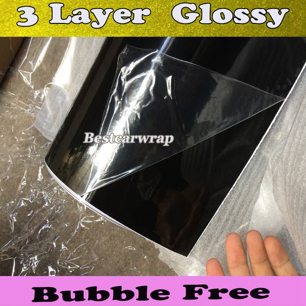 

high gloss piano black wrap with 3 layers coating for car wrap / roof covers air bubble vehicle wrap size:1.52*30m/roll 5x98ft