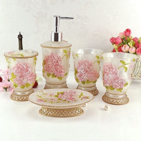

украшение дома смола набор для ванной комнаты пять шт. набор ванной комплект поставки свадебный подарок туалетные принадлежности мыло блюдо