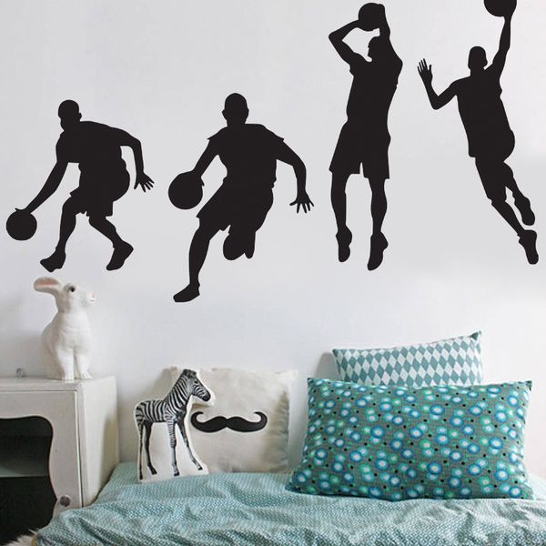 

Баскетбол Спорт Наклейки Boy Стена для детей Гостиная Фон Съемные декора Наклейки