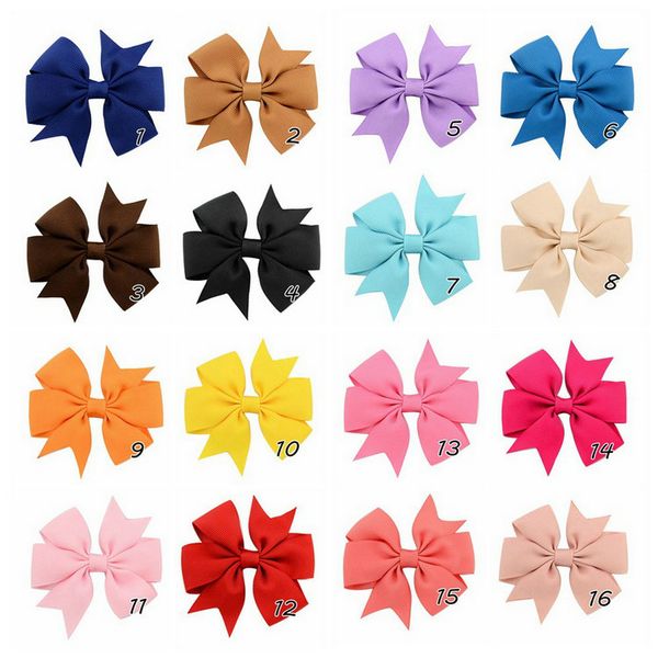 

DHL 500PCS Bowknot hairpin 3 inch Barrettes grosgrain ribbon hair bows 40 colors children hair accessories baby hairbows girl hair clip