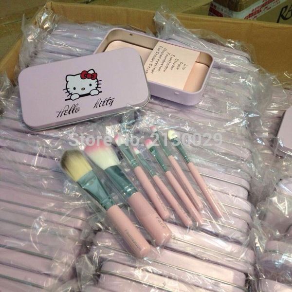 

hello kitty 7pcs/set mini makeup brush sets cosmetics kits women make up tools for eyeshadow brushes 50sets/lot