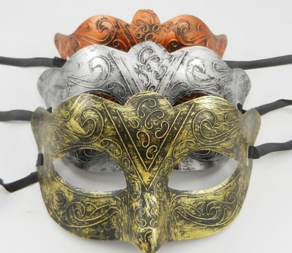 Мужская ретро Greco-Roman Gladiator Masquerade Masks Vintage Golden / Silver / медная маска Серебряная карнавальная маска Мужская партия Маска 10 шт. / Лот