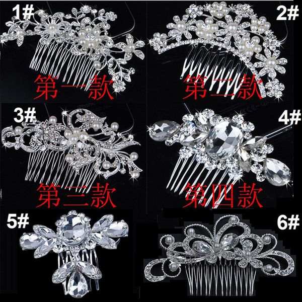 

bridal wedding tiaras stunning fine comb bridal jewelry accessories crystal pearl hair brush utterfly hairpin for bride, Silver