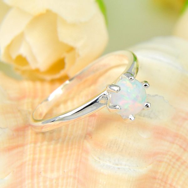 

luckyshine for women jewelry vintage round fire white opal gems 925 sterling silver plated rings xmas gift size 7-9, Golden;silver