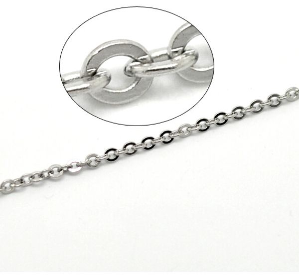 

lot 10 meters charming jewelry finding stainless steel 1.5mm/ 2mm/ 2.3mm/3mm silver flat oval link chain finding /marking diy chain