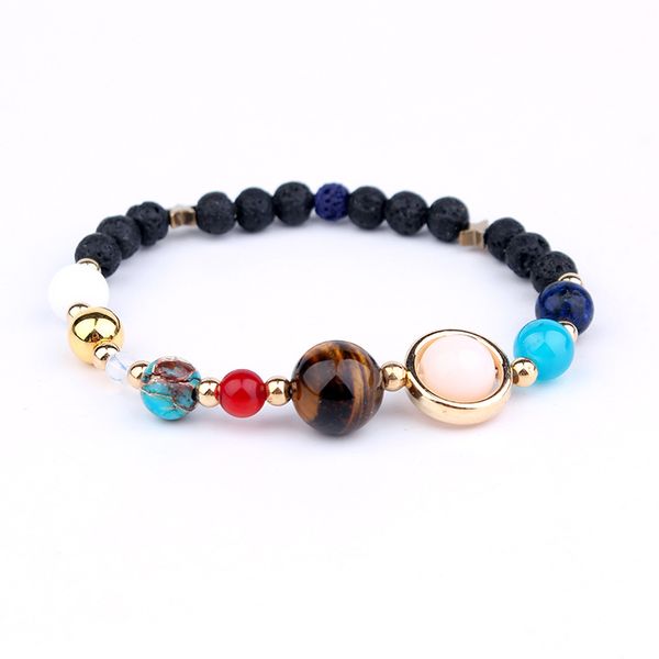 

вселенная галактика восемь планет в солнечной системе хранитель звезда натуральный камень лава бусины браслет для женщин мужчин, Golden;silver