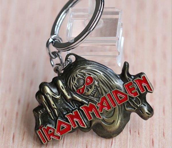 

Death Logo Iron Maiden Charm Pendant Keychains & Keys Ring 10pcs/lot Movie Jewelry