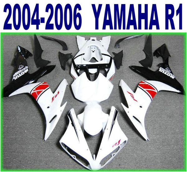 Spritzguss-ABS-Kunststoff-Verkleidungsset für Yamaha YZF-R1 04 05 06, schwarz-rot-weißes Verkleidungsset, Yamaha R1 2004 2005 2006 YQ29