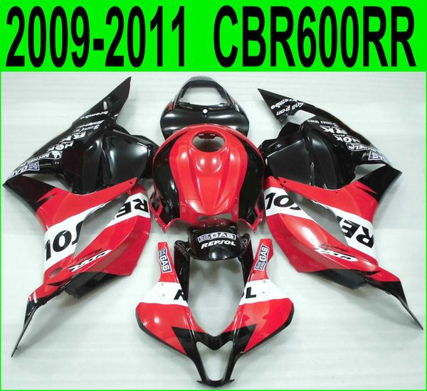 Honda için 7 hediyeler + ABS kaplaması Enjeksiyon kalıplama CBR600RR 2009-2011 kırmızı siyah REPSOL kaporta vücut kiti CBR 600 RR 09 10 11 YR3