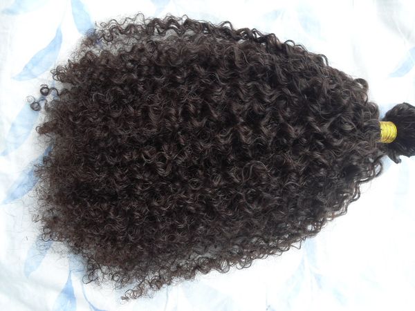 

brazilian human virgin remy natural black hair kinky curly clip in hair weft soft double drawn hair extensions unprocessed, Black;brown