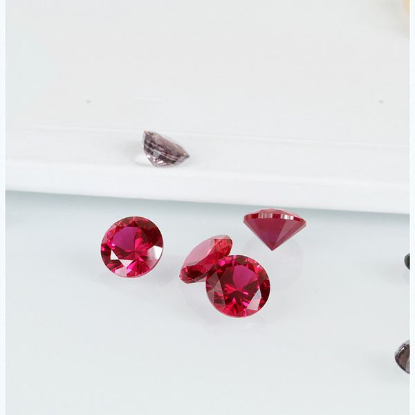 

big sizes synthetic ruby color red corundum loose stones round 7-12mm lab created cubic gems cz for jewelry making 200pcs/lot, Black