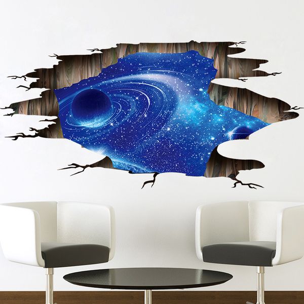New Fashion Outer Space Planets 3d Wall Stickers Cosmic Galaxy Wall Decals For Kids Room Baby Bedroom Ceiling Floor Decorations Designer Wall Stickers