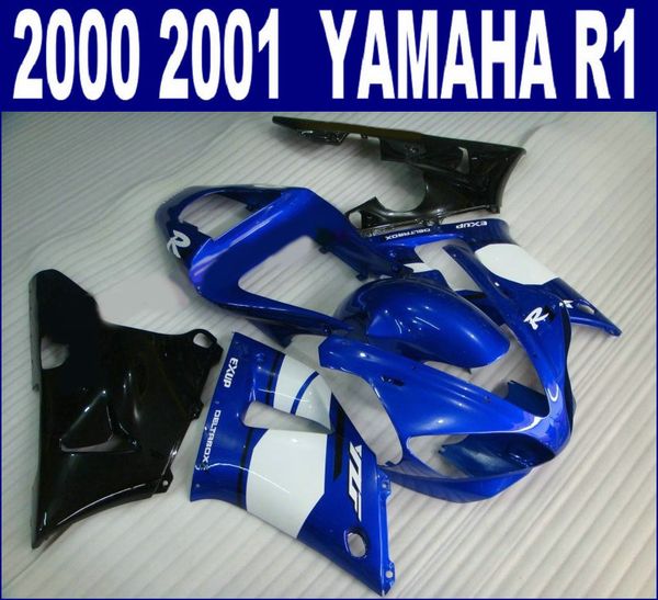 

customize fairings set for yamaha 2000 2001 yzf r1 fairing kit yzf1000 00 01 blue white black motobike rq42 + 7 gifts