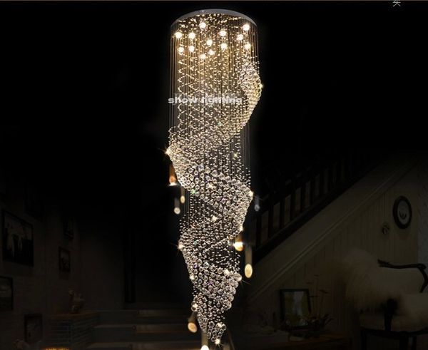 LEDVAS New Luxury Modern Spiral Crystal Chandelier Staircase Light