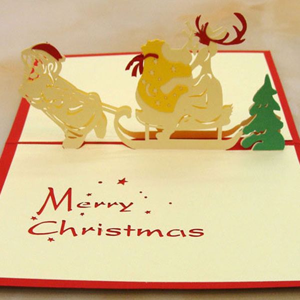 Handgefertigte Weihnachtskarten, kreative 3D-Pop-Up-Grußkarte mit Weihnachtspostkarten, festliche Partyzubehör