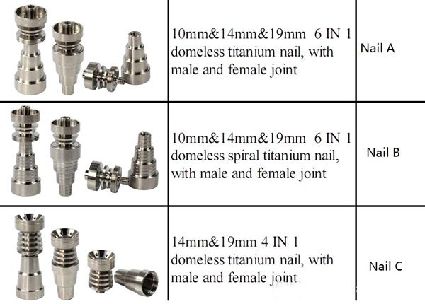 титановый гвоздь без купола 4 в 1 и 6 в 1 титановые гвозди с мужским и женским соединением для универсального бонга из стеклянной трубы