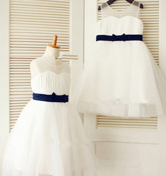 

новый последний цветок девушка платья с луком причастие партии мяч театрализованное платье для маленьких девочек дети / дети платье для свад, White;blue