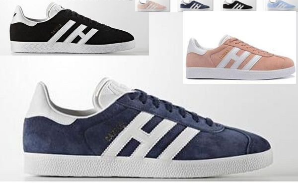 

New Quality 2017 Men Women Casual Suede Leather Gazelle White Pink Black PINK BLUE Lightweight 4 clolore Classic Shoes size 36-44