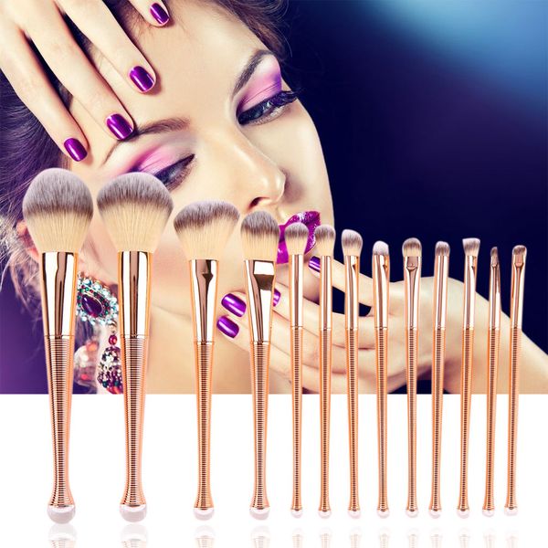 

13pcs/set mermaid shaped makeup brush gold foundation blending powder eyeshadow contour concealer brushes pincel de maquiagem
