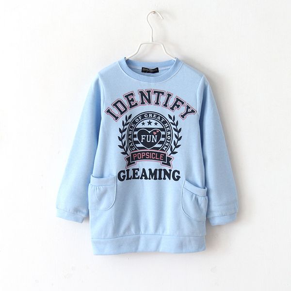 

wholesale-2015 new autumn and winter children's sweatshirts,girls plus velvet warm long sweater,kids letter pocket casual pullover, Black