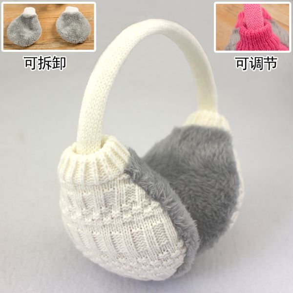 

wholesale-2015 new winter ear warmers women knitting wool cover earmuffs solid fashion muffs washable.d79d3, Blue;gray