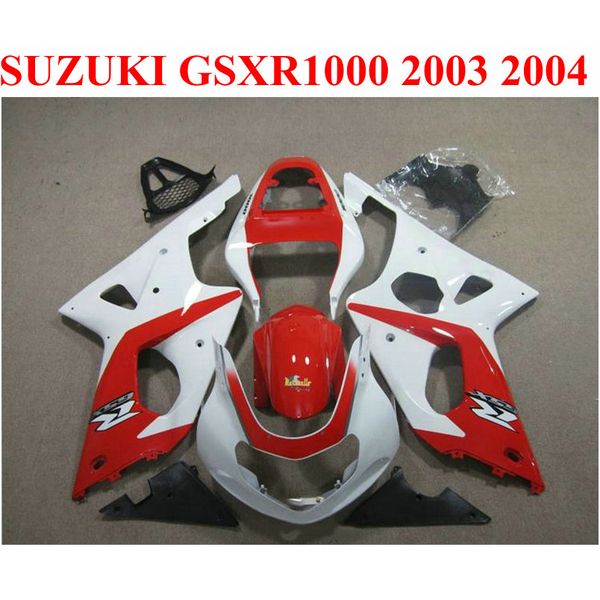 

abs motobike set for suzuki gsxr 1000 k3 k4 2003 2004 fairing kit gsxr1000 03 04 red white custom fairings cq64
