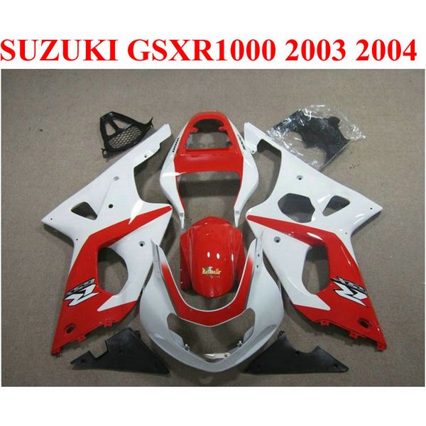 ABS Motobike Set para Suzuki GSXR 1000 K3 K4 2003 2004 Kit de Feira GSXR1000 03 04 Red White Custom Fairings CQ64