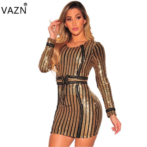 VAZN 2017 Heißer Verkauf Exotische Designer Bandage Kleid Volle Hülse Mini Kleid Oansatz Sexy Club Kleid 8566 q1118