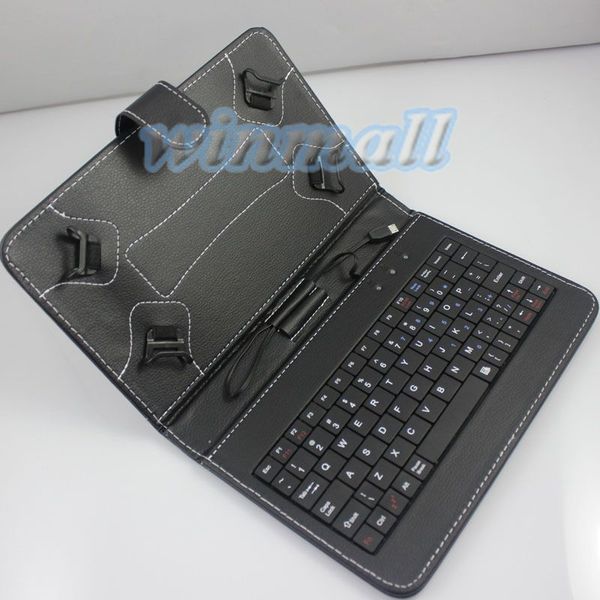 

7 inch leather keyboard stand case with clasp for q88 q8 7 inch android tablet pc