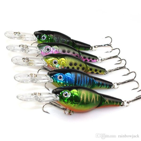 

2 jointed magebass minnow fishing lure 9cm 10.6g abs plastic wobbler realistic fish bait hooks
