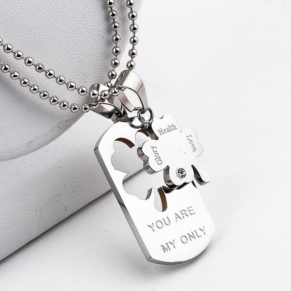 

four leaf clover necklace you are my love dog tag clover joint necklace pendants fashion jewelry for women men will and sandy 160882, Silver