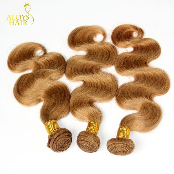 Класс 8а мед блондинка малазийский волос волна тела волнистые 100% человеческих волос переплетения пучки цвет 27# малазийский Virgin Remy наращивание волос клубок бесплатно