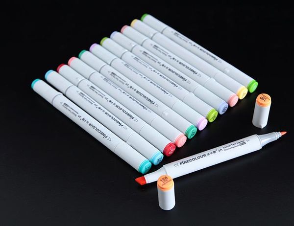 La deuxième génération de marqueurs finecolour Stylo FINECOLOUR Sketch Stylos de peinture d'art peints à la main 160 couleurs à choisir avec un sac cadeau sacs à stylos