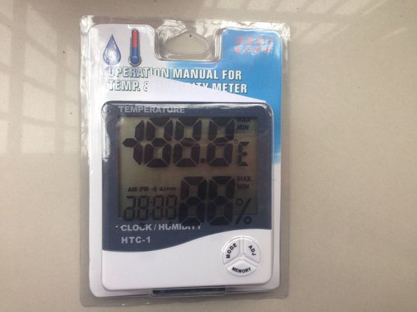 Vendita calda!! Nuovo LCD Digital Termometro Temperatura Umidità Meter Igrometro Orologio HTC-1