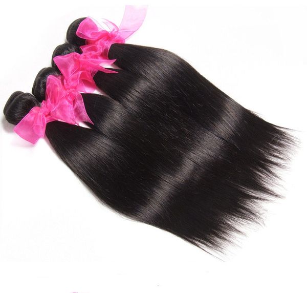 

grade 7a brazilian peruvian indian malaysian hair extensions straight double weft no shedding no tangle durable 3 pcs a lot, Black