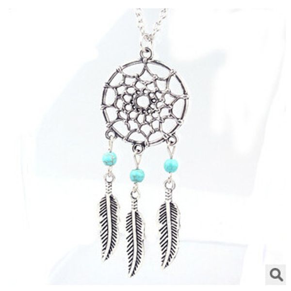 

wholesale- shuangr gioielli dreamcatcher necklace silver chain colgante collier sautoir long necklaces pendants choker necklace collares