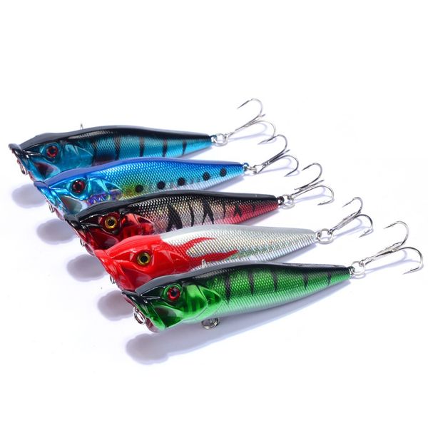 

5-color 9.5cm 12.8g popper hard plastic lures fishing hooks fishhooks 3d eyes fishing baits 4# hook artificial pesca tackle accessories