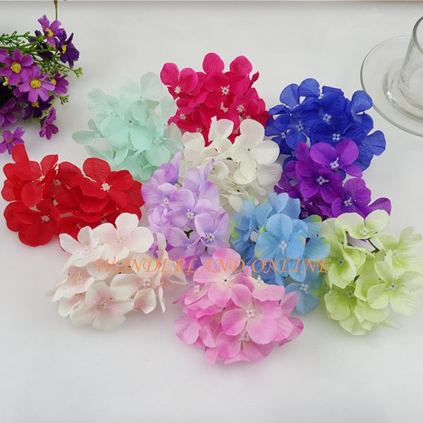 

11cm 11colors artificial silk hydrangea flower heads for diy garland flower ball accessory wedding wall arch party headware decorative