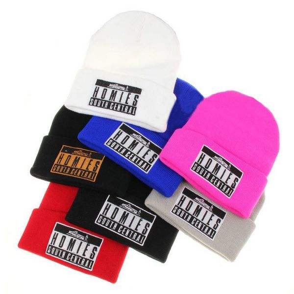

wholesale-homies south central beanies hats for winter women warm kintted letter cap gorros de hip hop casual skullies men 1-0529, Blue;gray