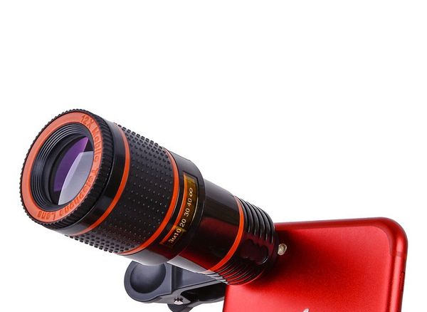 Universal 12x zoom óptico telescópio lente de câmera telescópio telescópio para telefone inteligente no pacote de varejo 30pcs / lote