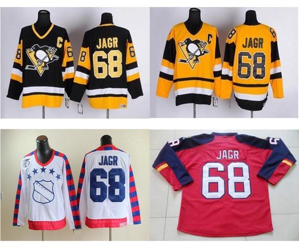 

2016 новый, дешевые флорида пантеры трикотажные изделия # 68 jaromir jagr хоккейная команда цвет красный вышивка и шитье логотипы черный жел, Black;red