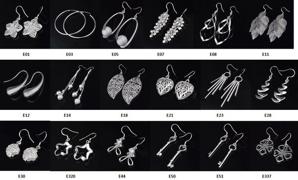 

fashion (jewelry manufacturer) mixed 50 pcs a lot earrings 925 sterling silver jewelry factory price fashion shine earrings 1271