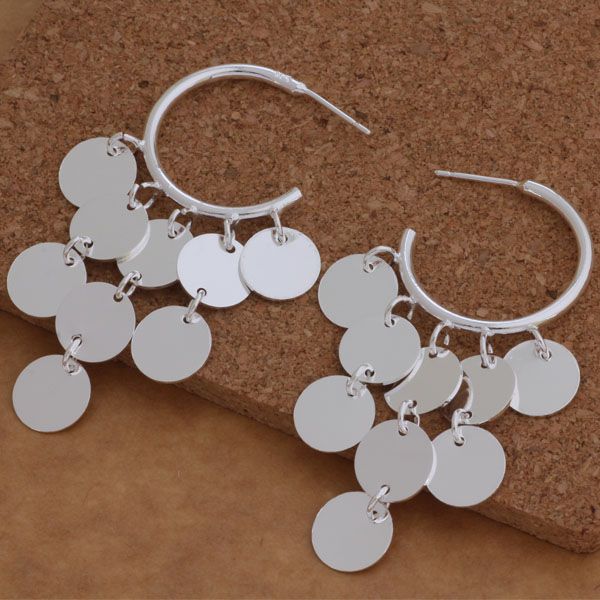 

fashion (jewelry manufacturer) 20 pcs a lot hanging 9 discs earrings 925 sterling silver jewelry factory price fashion shine earrings