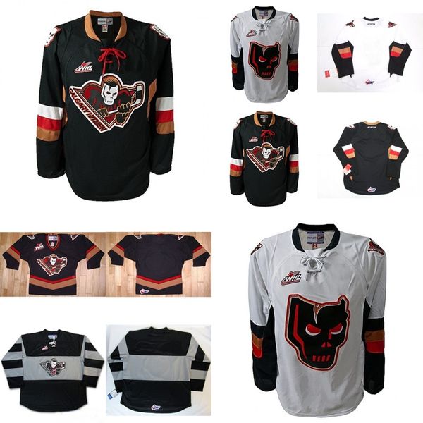 

customize mens womens kids whl calgary hitmen embroidered ice hockey jerseys goalit cut shirts custom any name no. jerseys, Black;red
