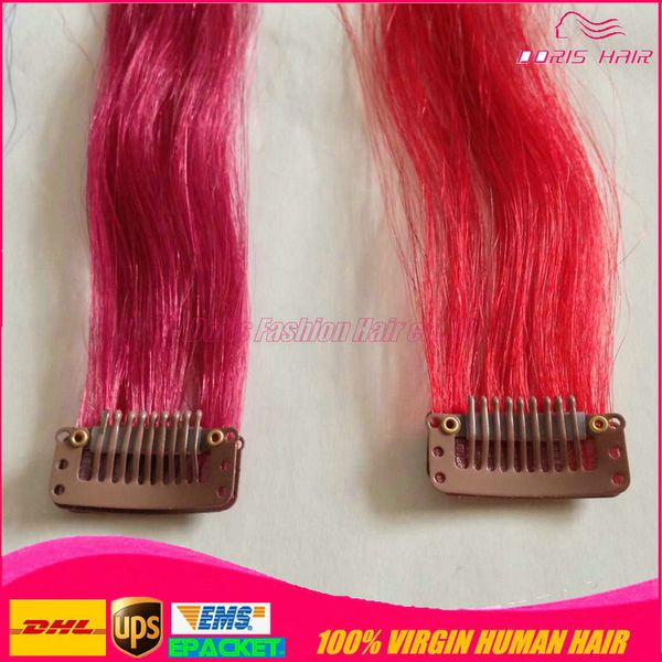 2015 New Fashion Brazilian Colorized Clip In Human Hair Extensions