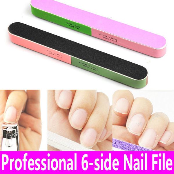 

wholesale-1 piece nail buffer 6-side nail files polishing grinding sanding buffing tool manicure pedicure cuticle callus remover sandpaper
